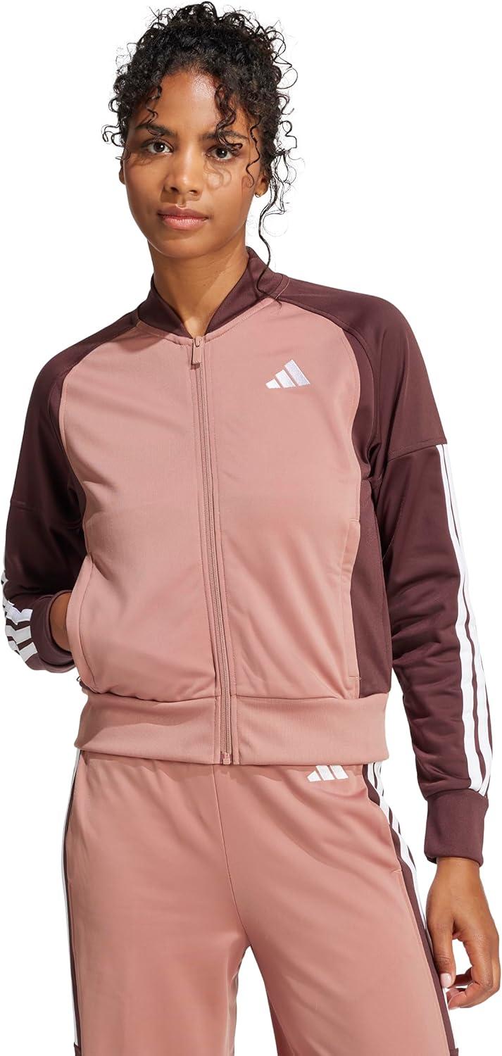 imageadidas Womens Tricot 3Stripes Fashion Track TopWarm ClayAurora Ruby