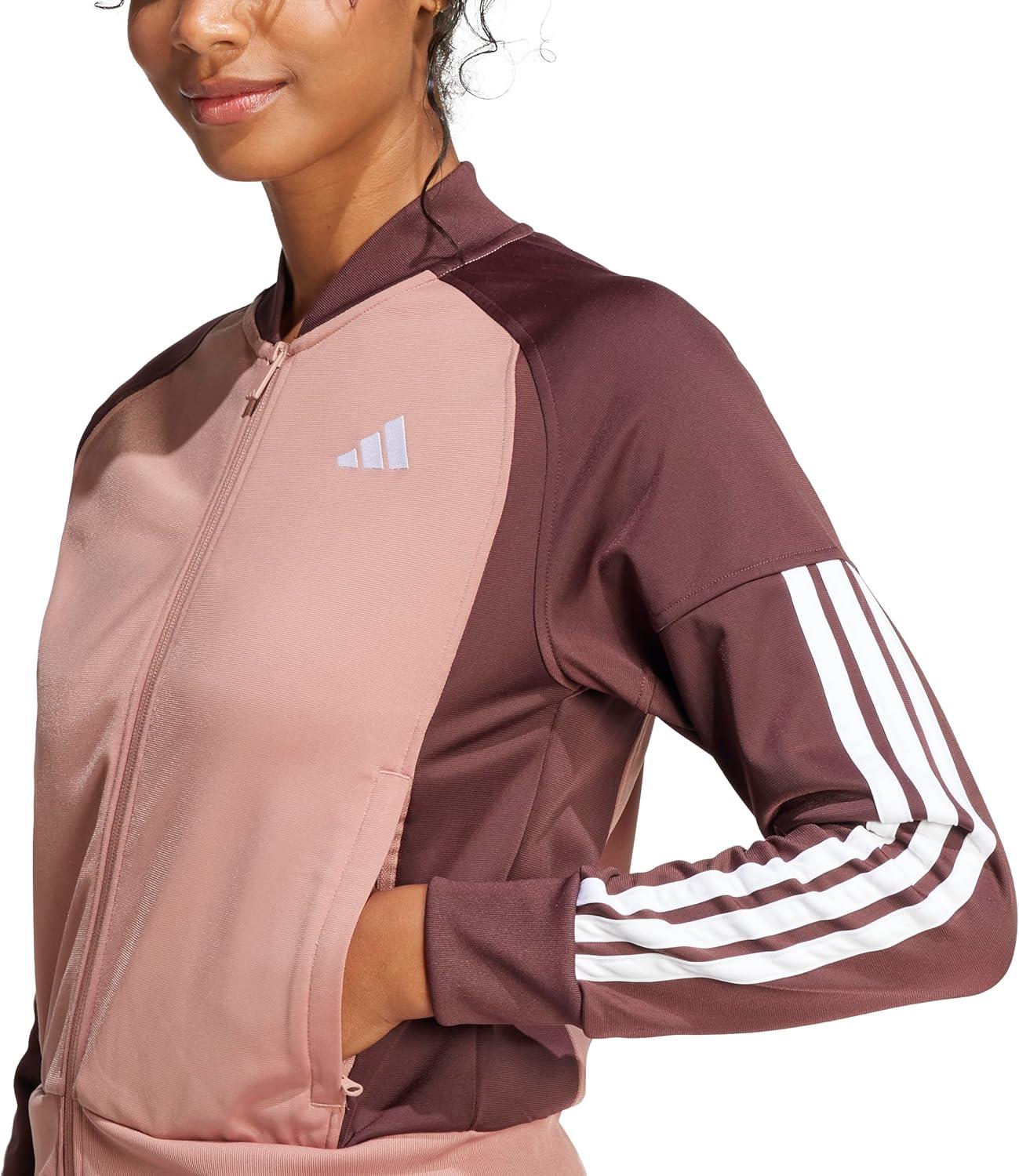 imageadidas Womens Tricot 3Stripes Fashion Track TopWarm ClayAurora Ruby