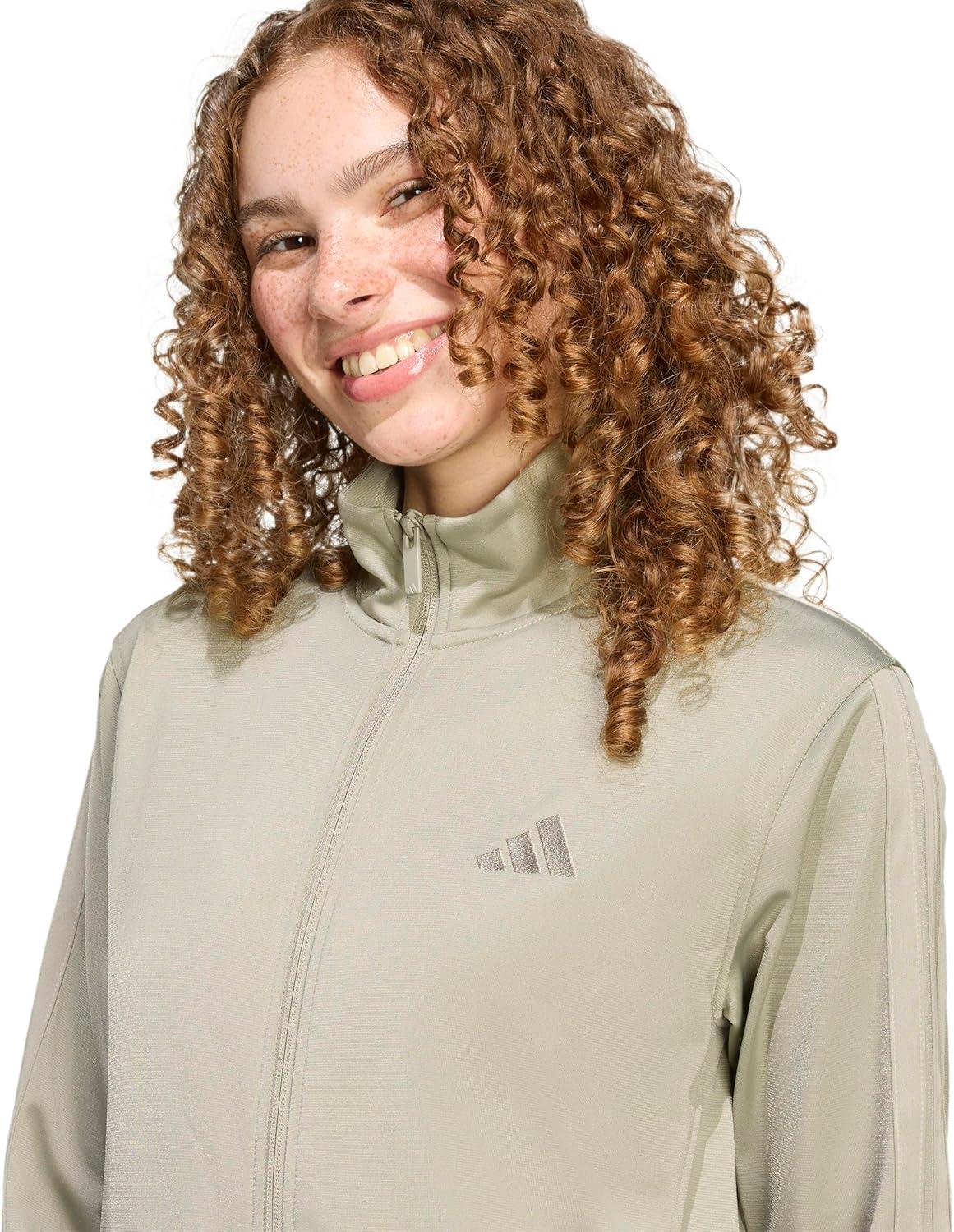 imageadidas Womens Tricot 3Stripes Track TopSilver Pebble