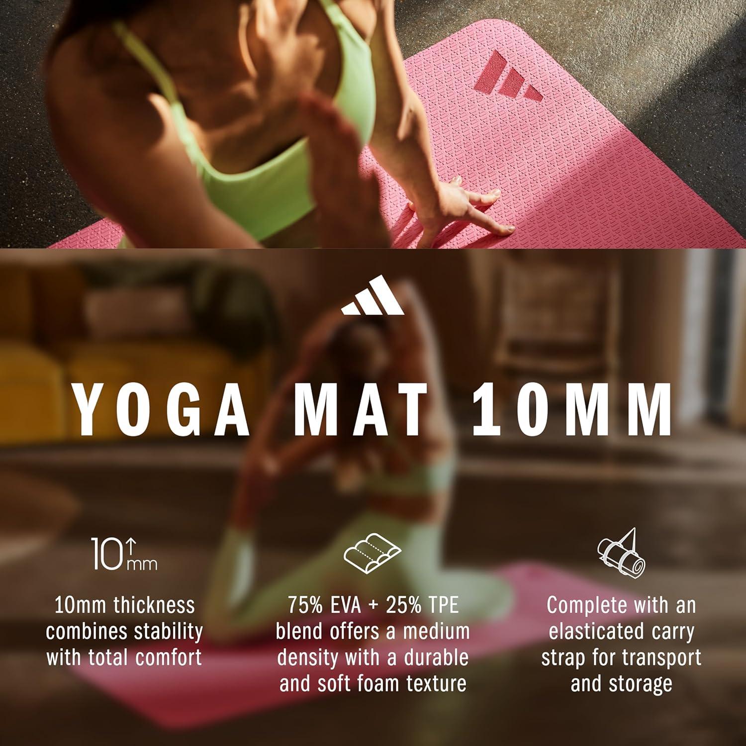 imageadidas Yoga Mat Eco Friendly Non Slip Durable Textured SurfacePink Fusion