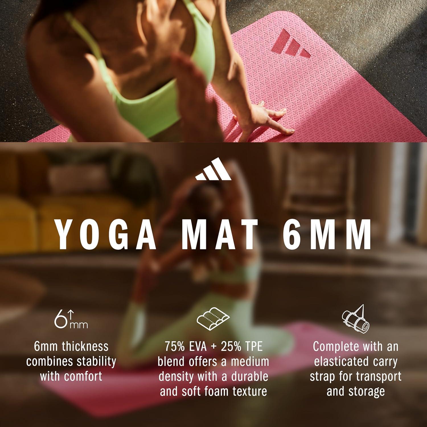 imageadidas Yoga Mat Eco Friendly Non Slip Durable Textured SurfacePink Fusion