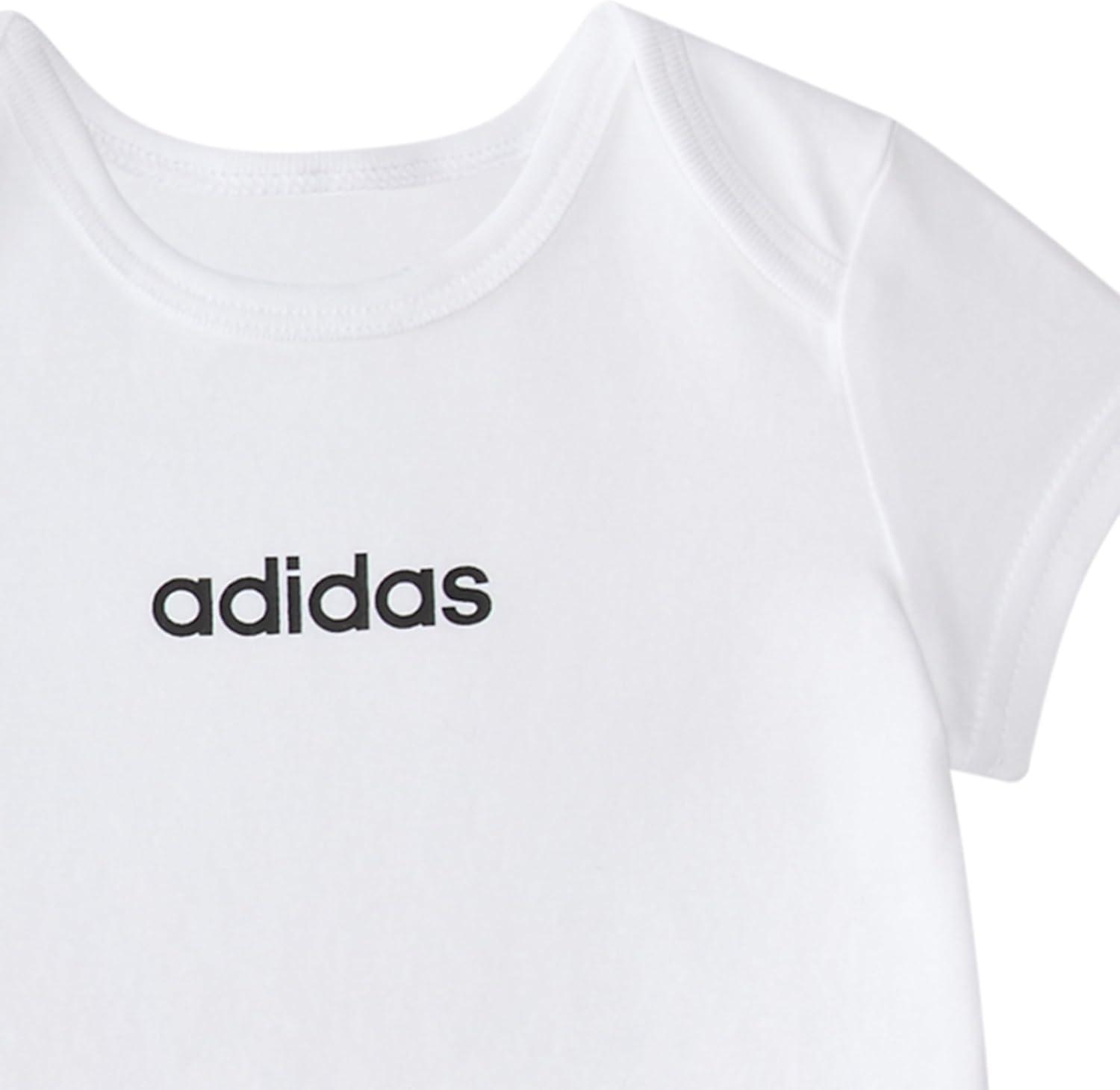 imageadidas babyboys 3piece Linear Logo Heather Bodyshirt ampamp Pant SetGrey With White