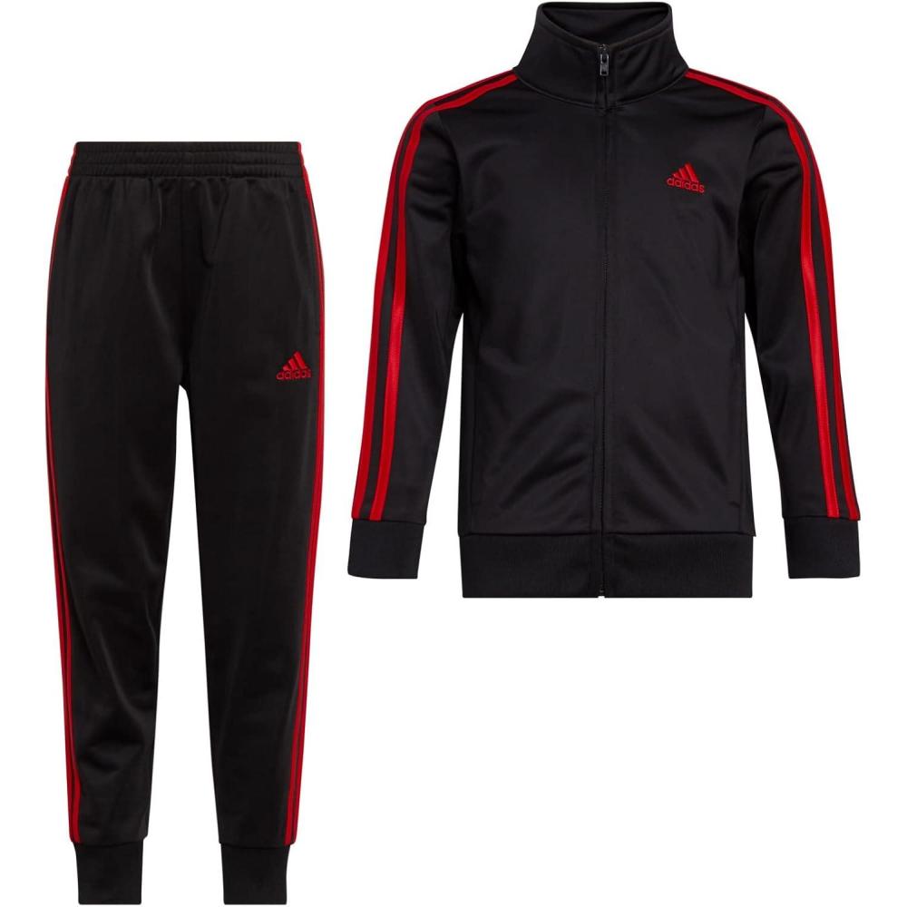 imageadidas Boys 2 Piece Classic Tricot Track SetBlack With Scarlet