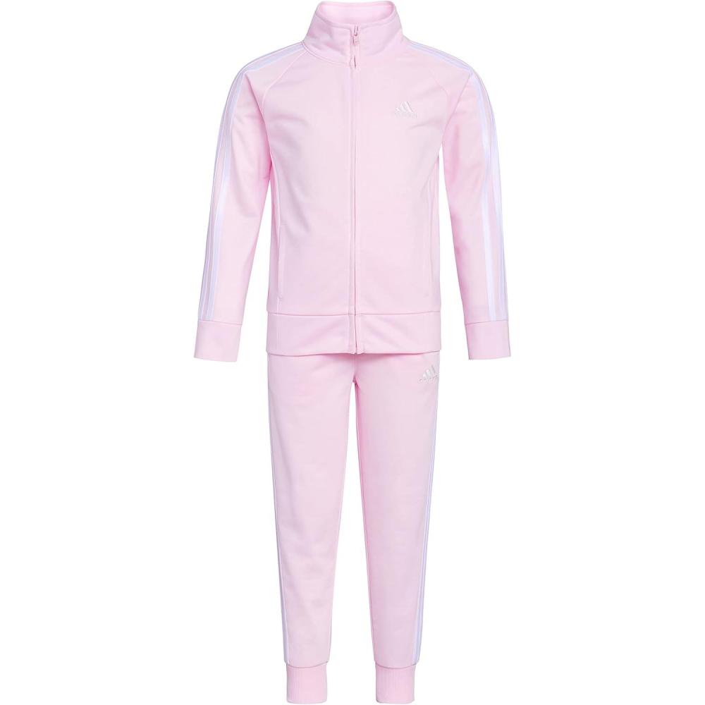 imageadidas Little Girls Zip Front Classic Tricot Jacket and Joggers SetClear Pink