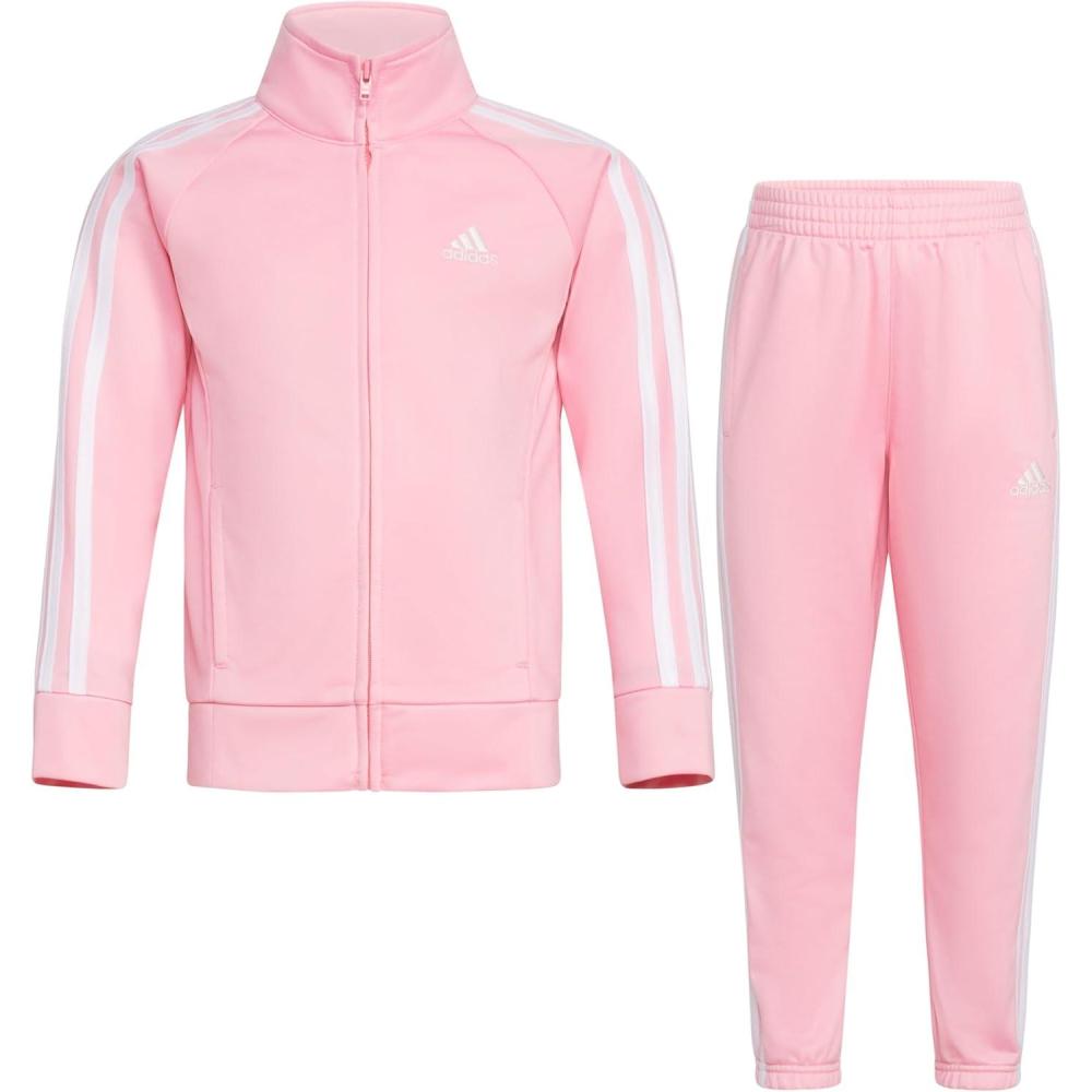 imageadidas Little Girls Zip Front Classic Tricot Jacket and Joggers SetLight Pink