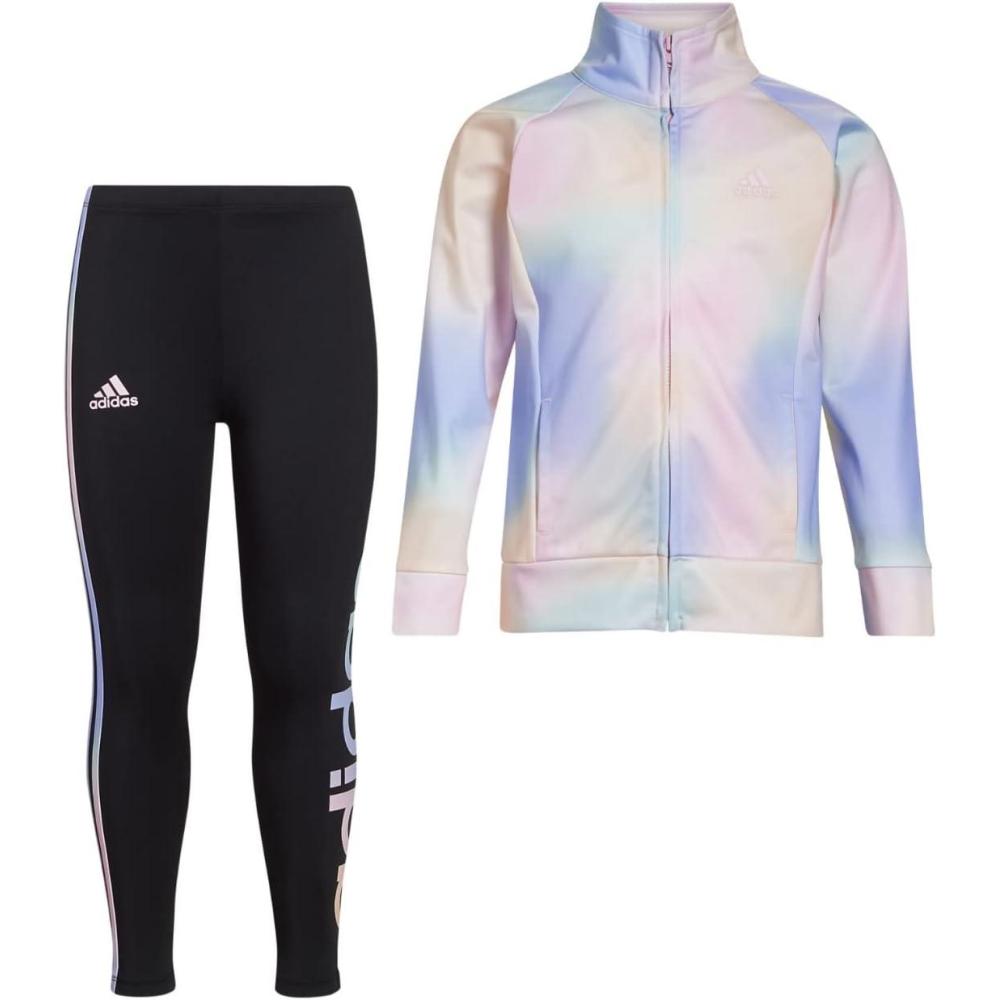 imageadidas Little Girls Zip Front Classic Tricot Jacket and Joggers SetPink With Multicolor