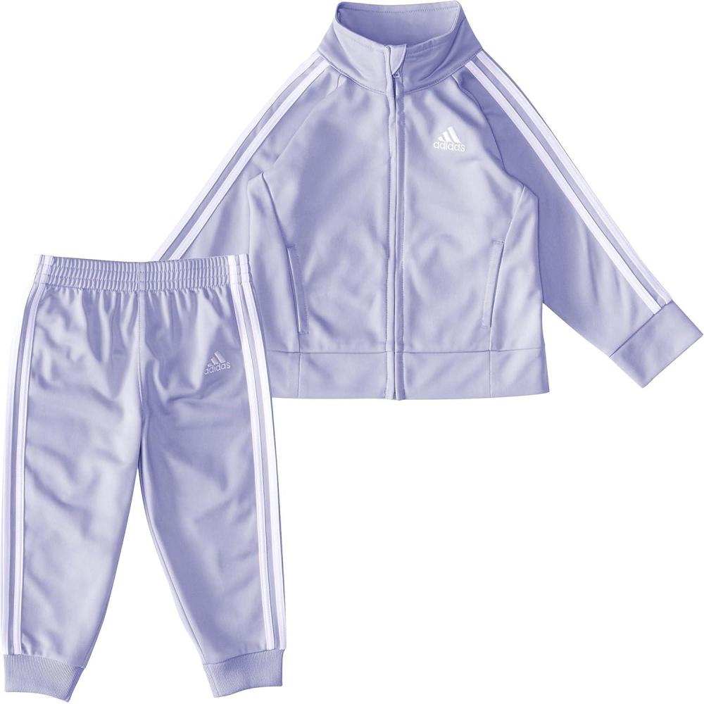 imageadidas Little Girls Zip Front Classic Tricot Jacket and Joggers SetViolet Tone