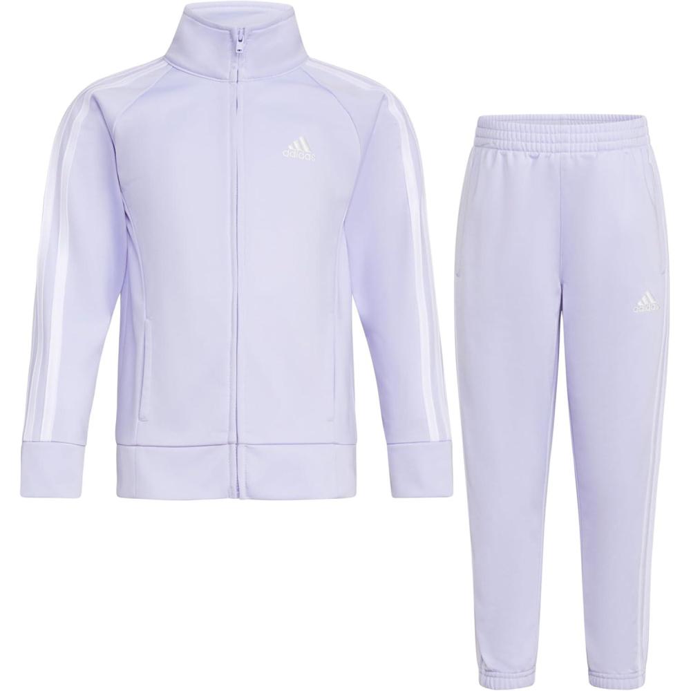 imageadidas Little Girls Zip Front Classic Tricot Jacket and Joggers SetViolet Tone Purple