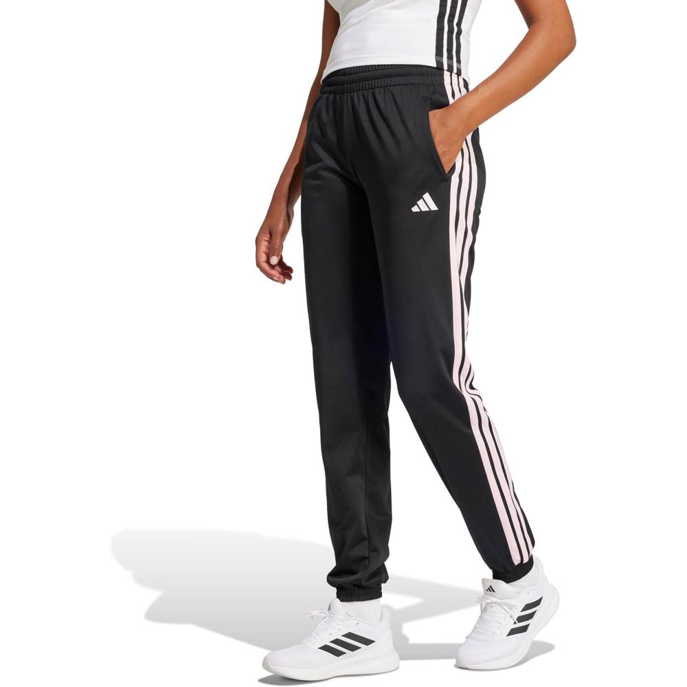 imageadidas Originals Womens Tricot 3Stripes Track PantsBlackClear Pink