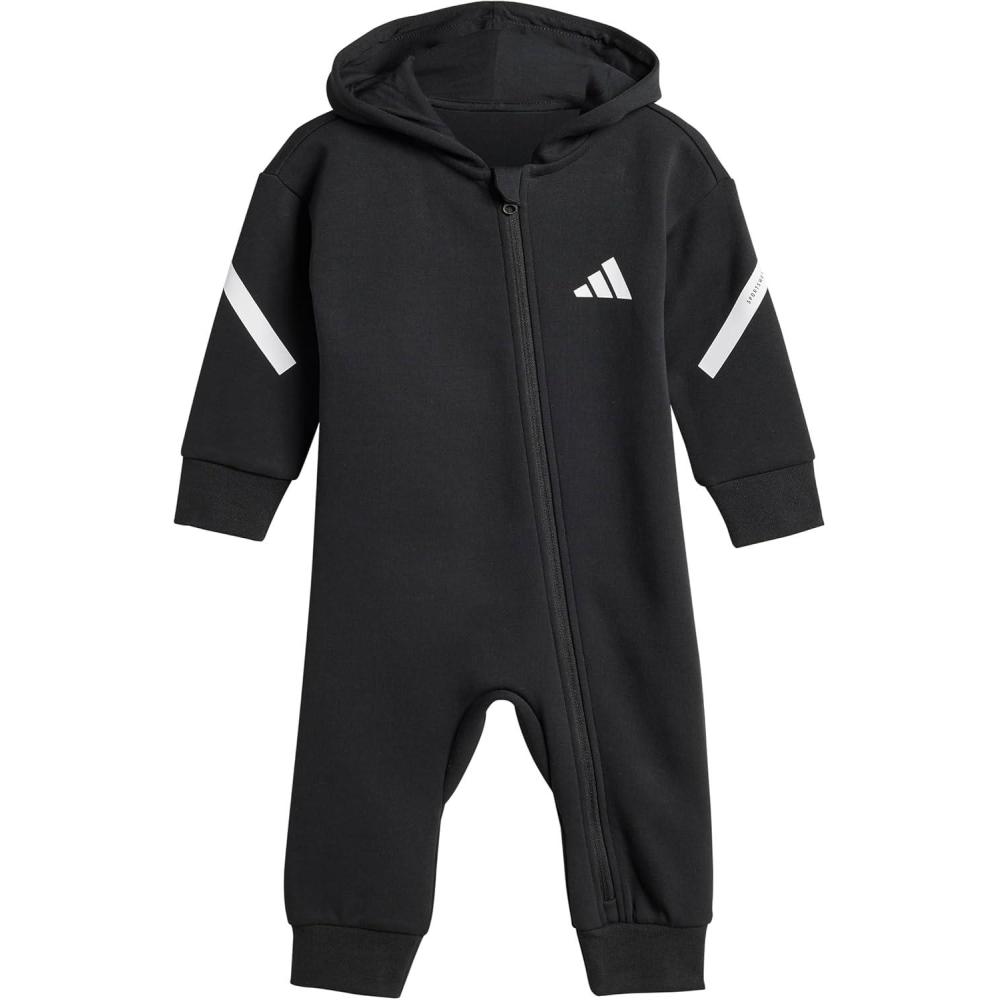 imageadidas Unisex Baby Zne Fullzip Hooded OnesieBlackWhite