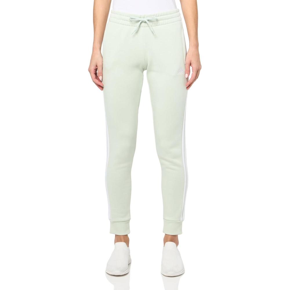 imageadidas Womens Essentials 3Stripes Fleece PantsLinen Green
