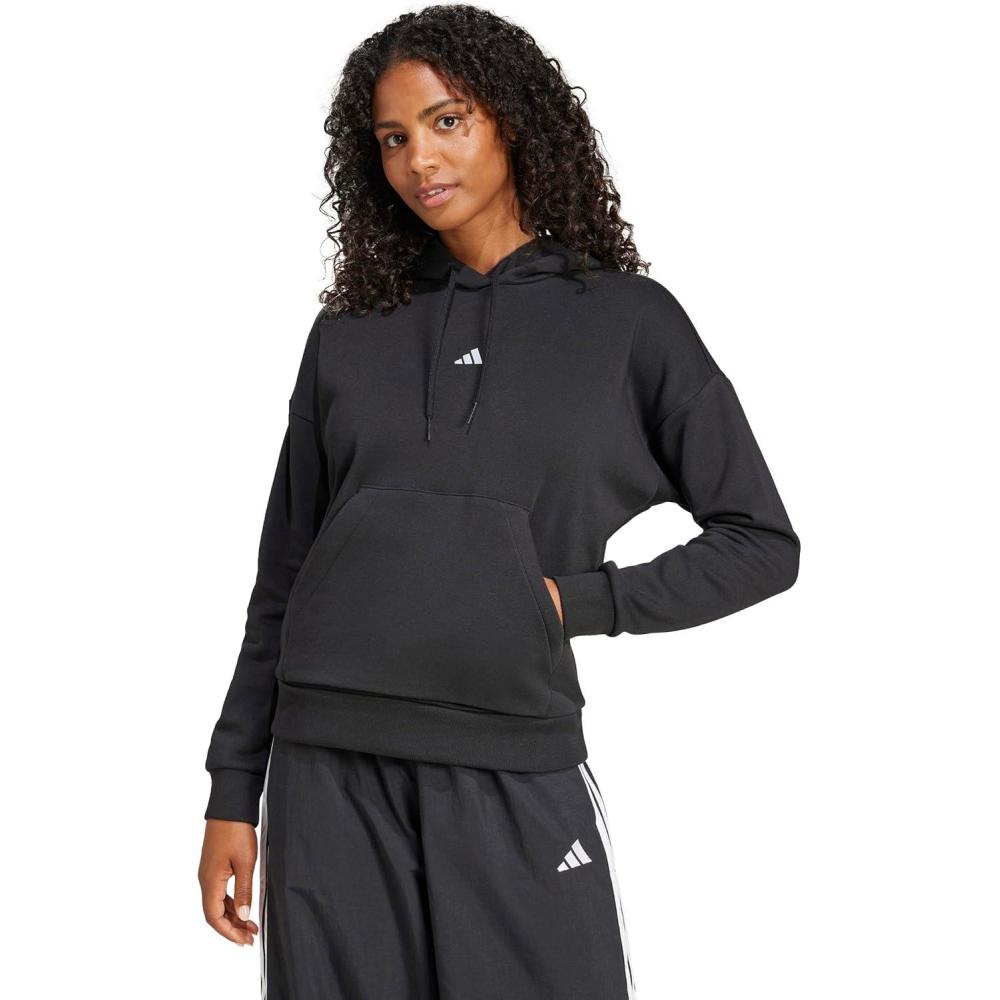 imageadidas Womens Essentials Small Logo Feelcozy HoodieBlackWhite