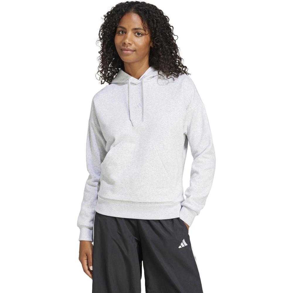 imageadidas Womens Essentials Small Logo Feelcozy HoodieLight Grey HeatherWhite