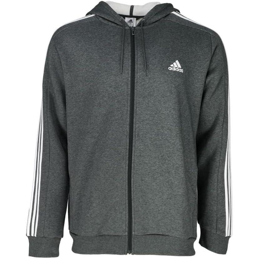 imageadidas mens Essentials 3stripes Fleece Full Zip HoodieGrey