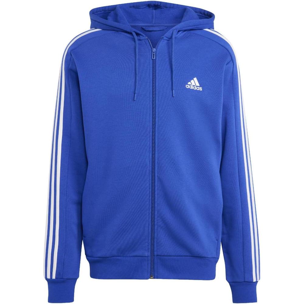 imageadidas mens Essentials 3stripes Fleece Full Zip HoodieSemi Lucid Blue