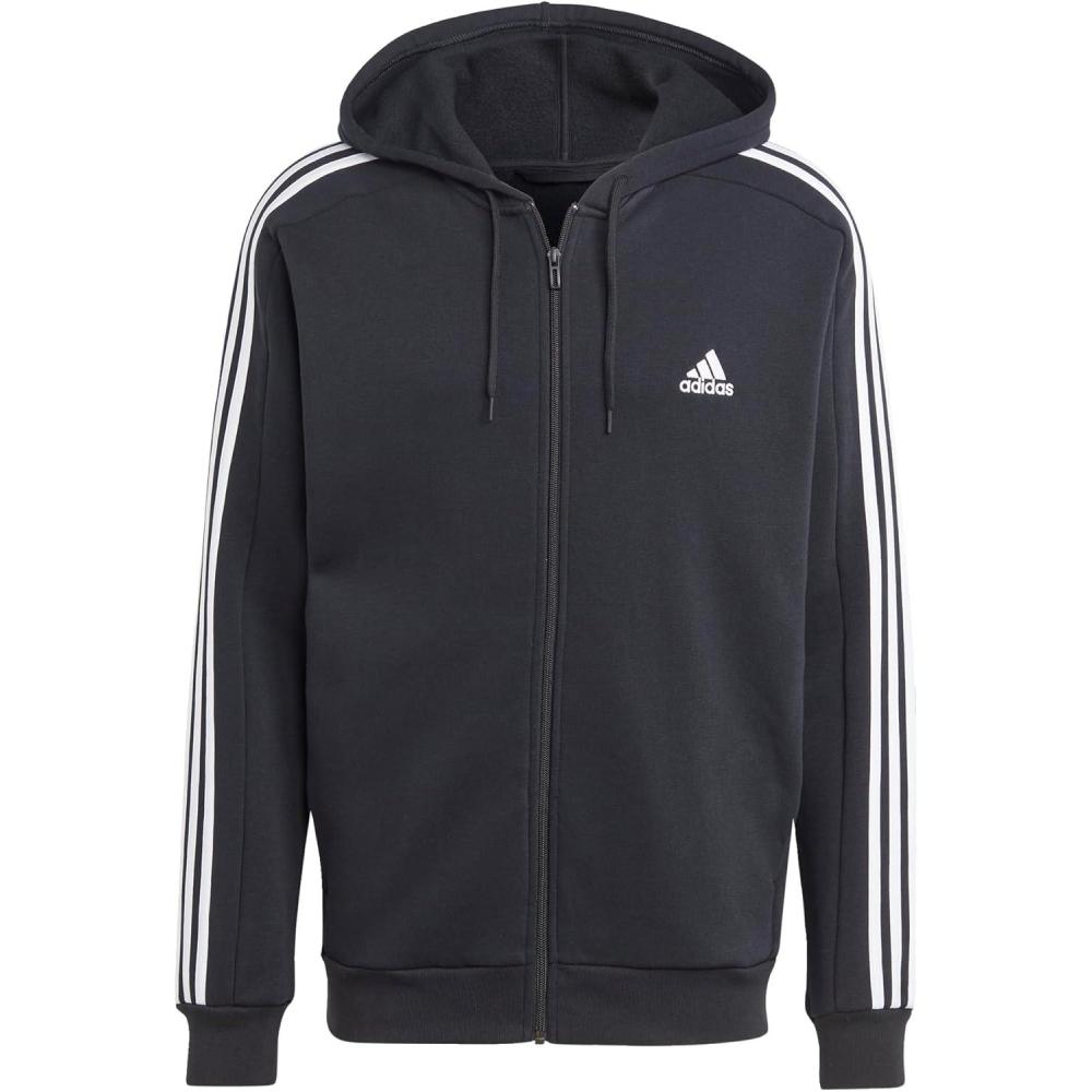 imageadidas mens Essentials 3stripes Fleece Full Zip HoodieSemi Lucid BlueBlue
