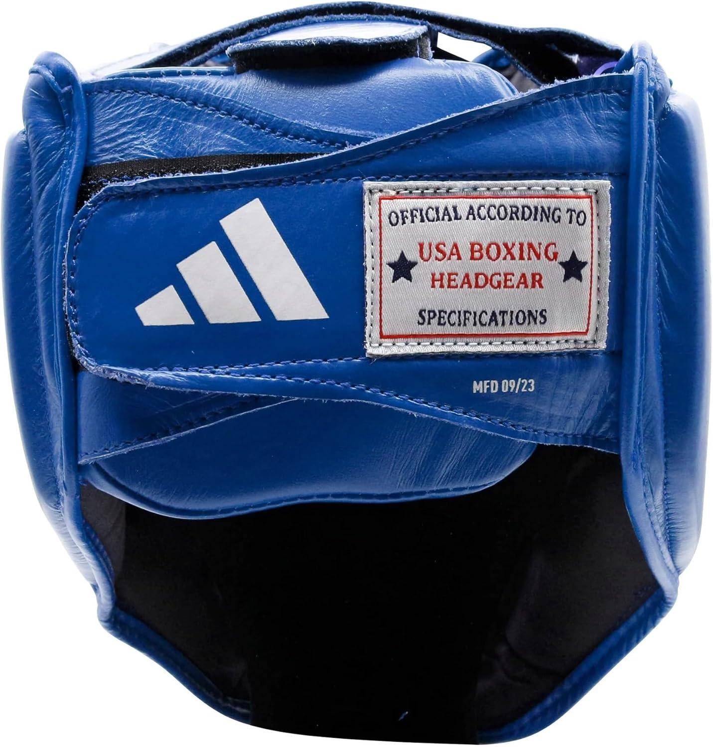 imageadidas Boxing and Martial Arts Headgear Amateur IBA and USA Boxing Approved Competition Head GuardBlue
