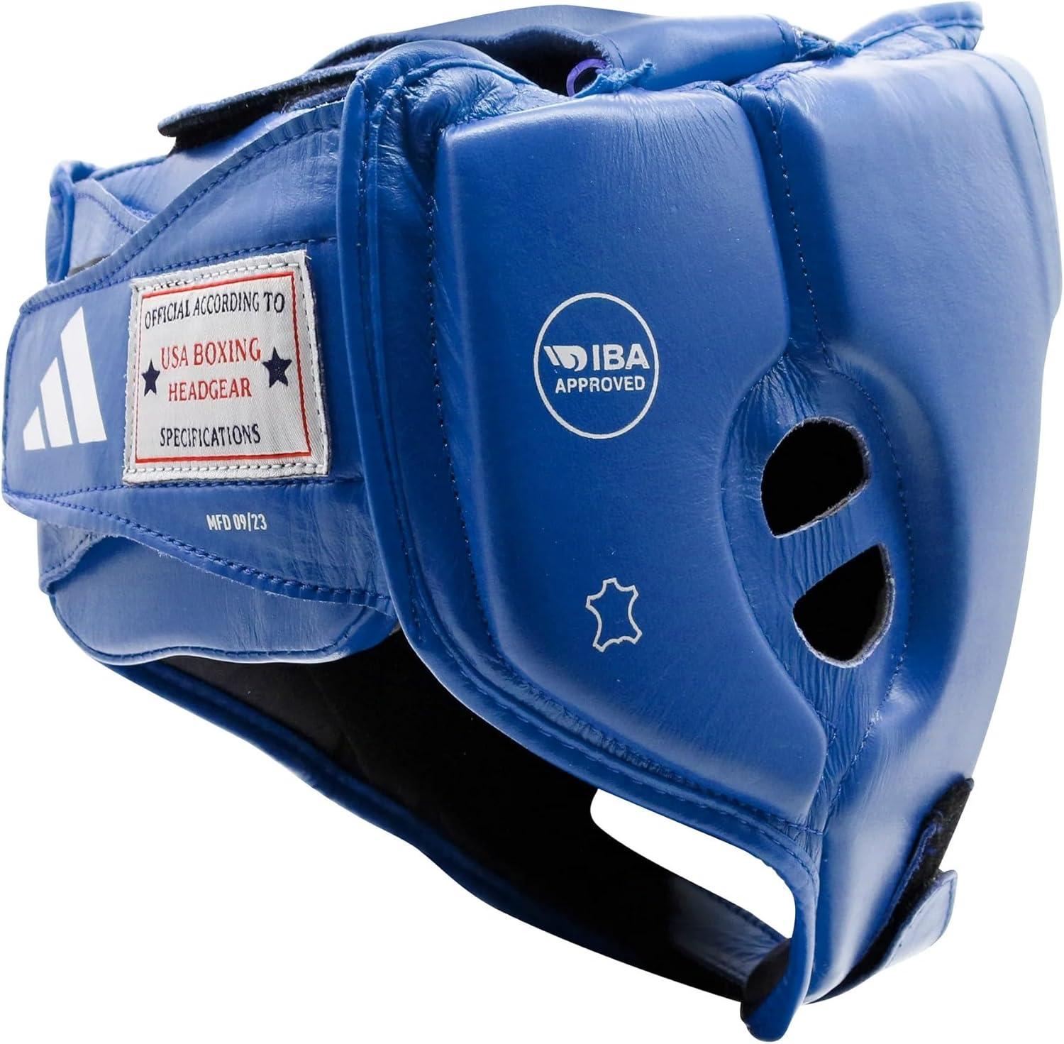imageadidas Boxing and Martial Arts Headgear Amateur IBA and USA Boxing Approved Competition Head GuardBlue