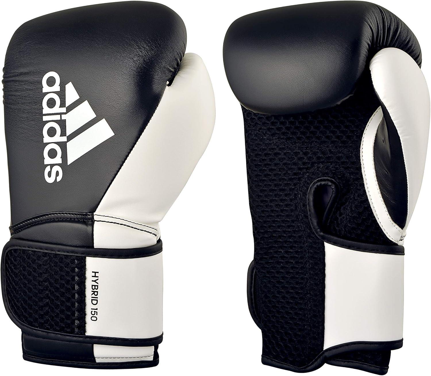 imageadidas Hybrid 150 Boxing Gloves Leather Training Boxing Gloves for Men ampamp Women Kickboxing Heavy Bag MMA ampamp Workout Gloves Available in 10 12 14 16 oz BlackWhite WhiteBlackBLACK WHITE