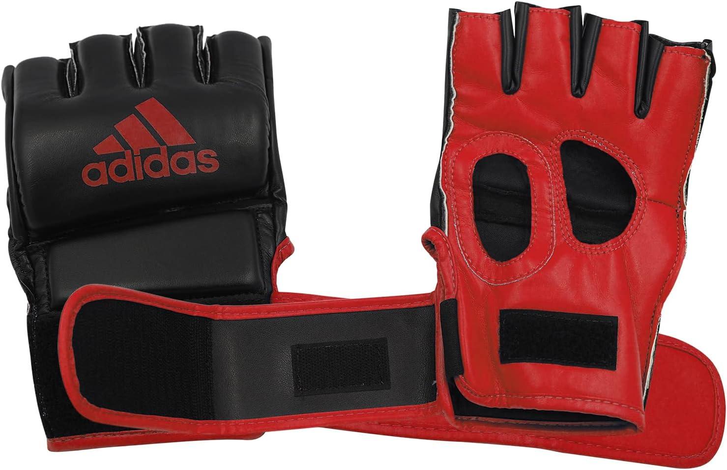 imageadidas MMA Grappling Hook ampamp Loop MMA Training Gloves  for Men Women Unisex  Gloves with Open Palm for MMA Boxing Kickboxing Training ampamp FitnessBlackChromium Red