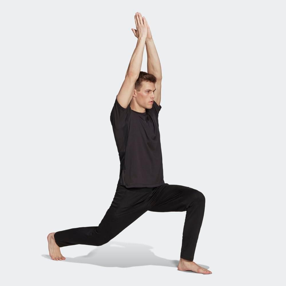 imageadidas Mens Aeroready Yoga TeeBlackGrey