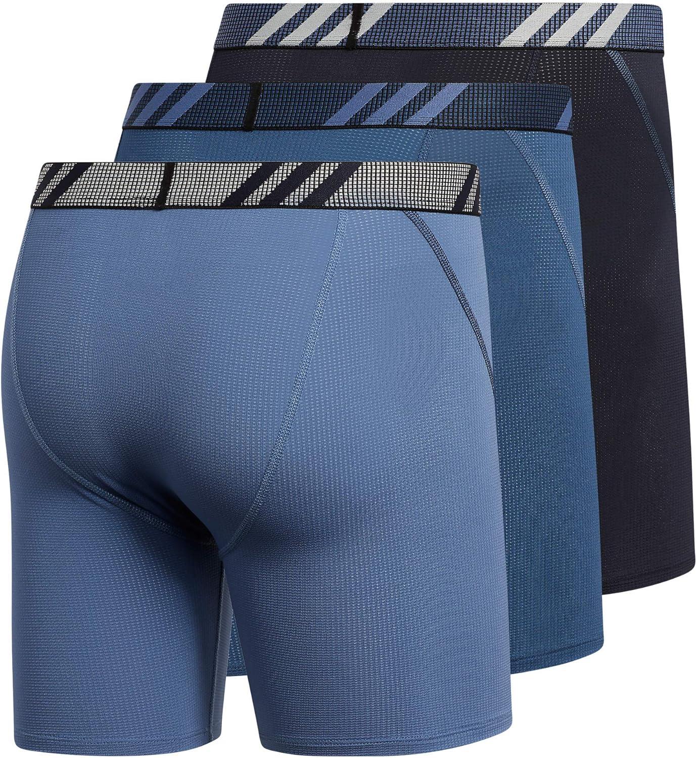 imageadidas Mens Sport Performance Mesh Boxer Brief Underwear 3Pack DiscontinuedLegend Ink BlueNight Marine BlueCrew Blue