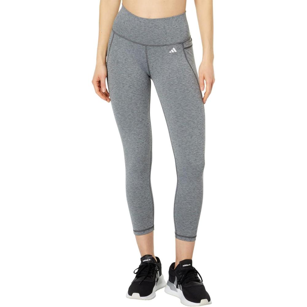 imageadidas Womens Optime Stash Pocket High Waisted 78 TightsDark Grey Heather