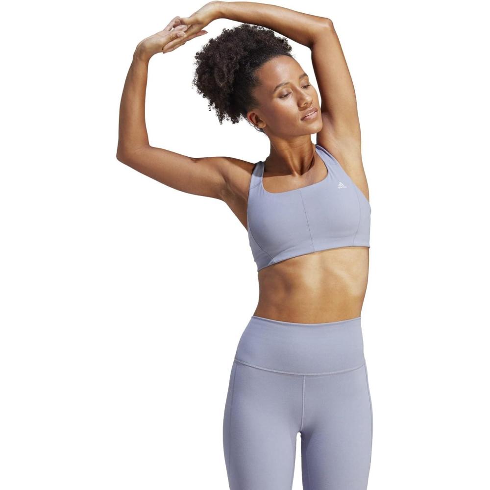 imageadidas Womens Studio Medium Support Better Level BraSilver VioletSilver Dawn