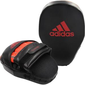 adidas Speed Training Curved Focus Mitt – for Boxing, Kickboxing, Coaching, and Training – for Men, Women, Unisex – 26x18x9 cm | Black/Red/Gold | Yellow/Blue(BLACK/RED)