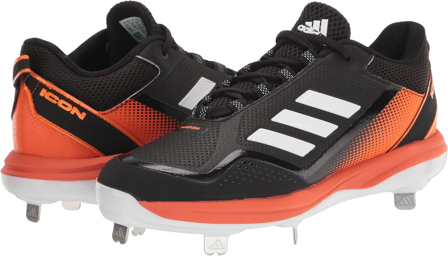 imageadidas Mens Icon 7 Baseball ShoeBlackWhiteTeam Orange