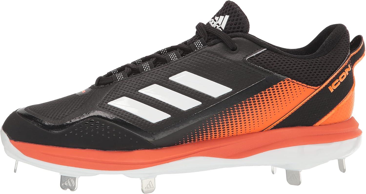 imageadidas Mens Icon 7 Baseball ShoeBlackWhiteTeam Orange