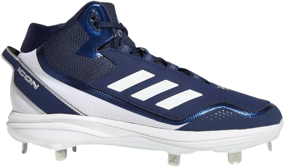 imageadidas Mens Icon 7 MidBaseball ShoeTeam Navy BlueWhiteSilver Metallic