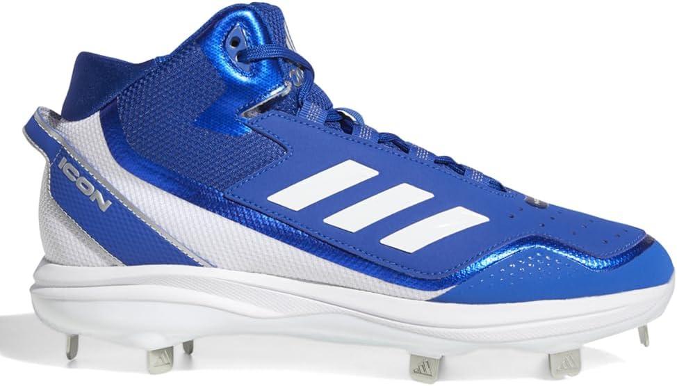 imageadidas Mens Icon 7 MidBaseball ShoeTeam Royal BlueWhiteSilver Metallic