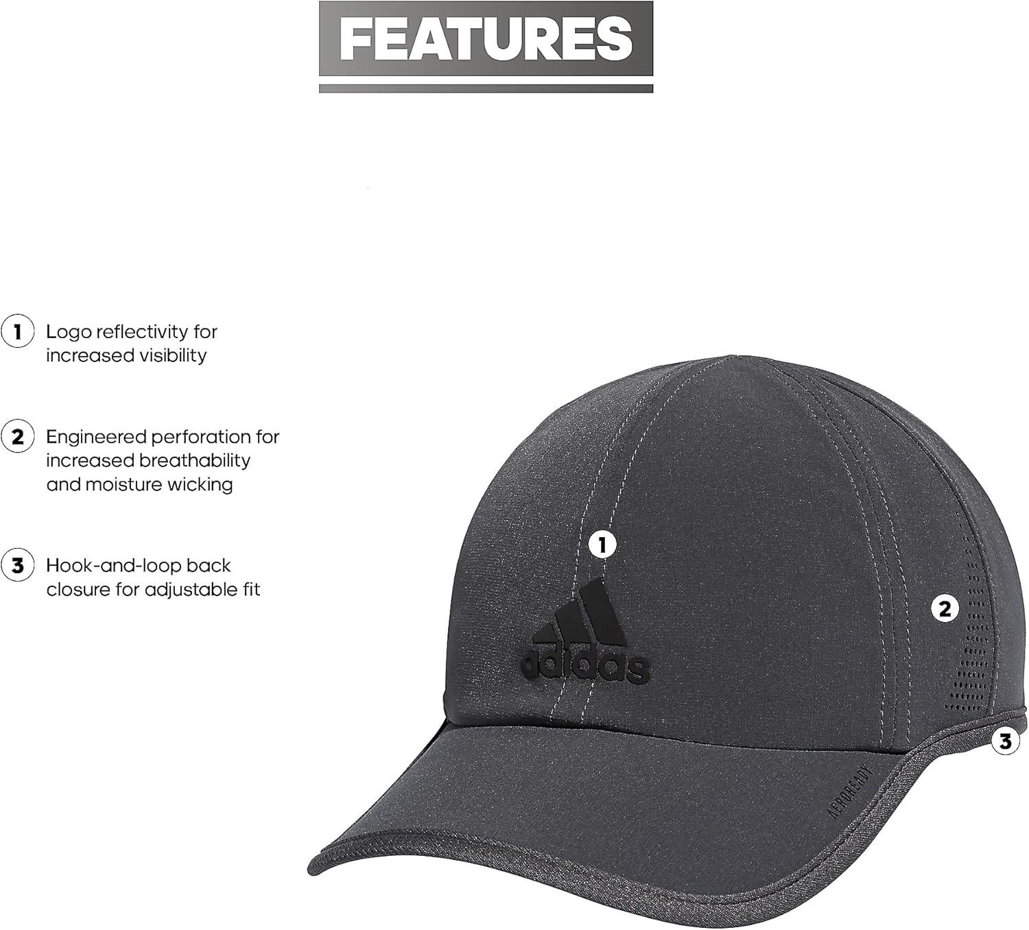 imageadidas Mens Superlite Relaxed Adjustable Performance Cap2020Grey SixBlack Reflective20