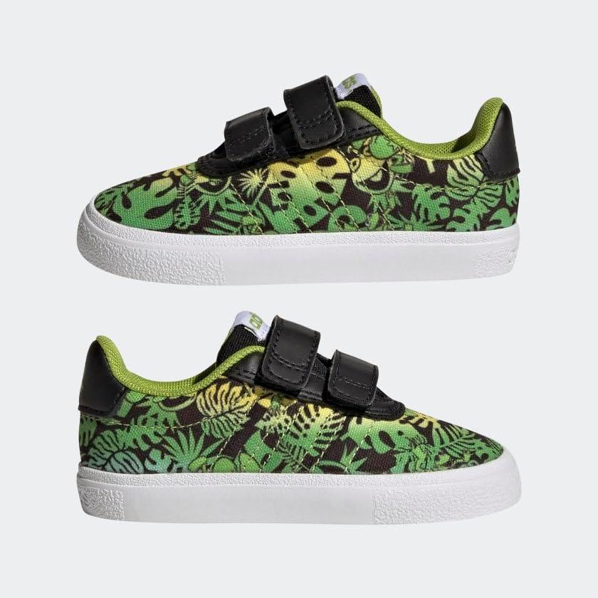 imageadidas UnisexChild Vulc Raid3r Skate ShoesCore BlackStill GreenFtwr White Muppets Cross Strap