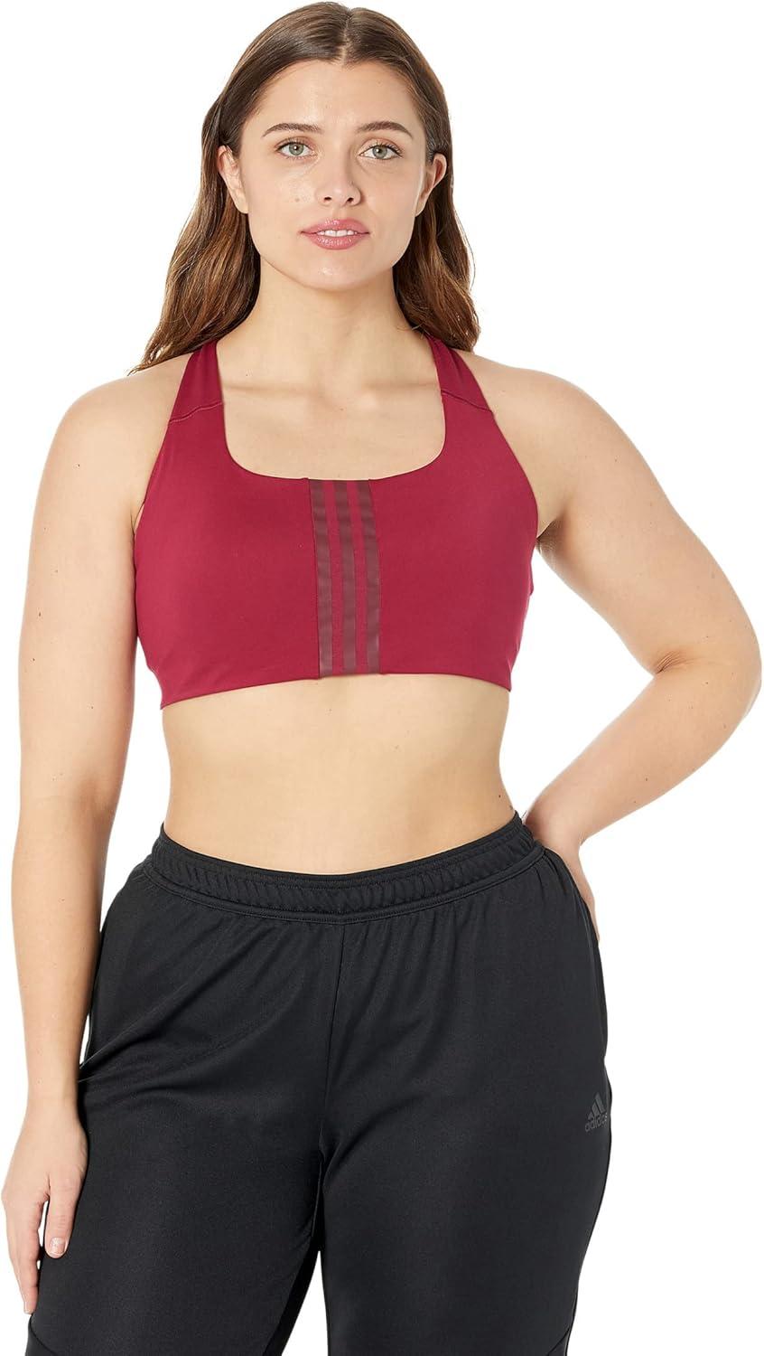 imageadidas Womens Training Medium Support Better 3Stripes BraLegacy Burgundy