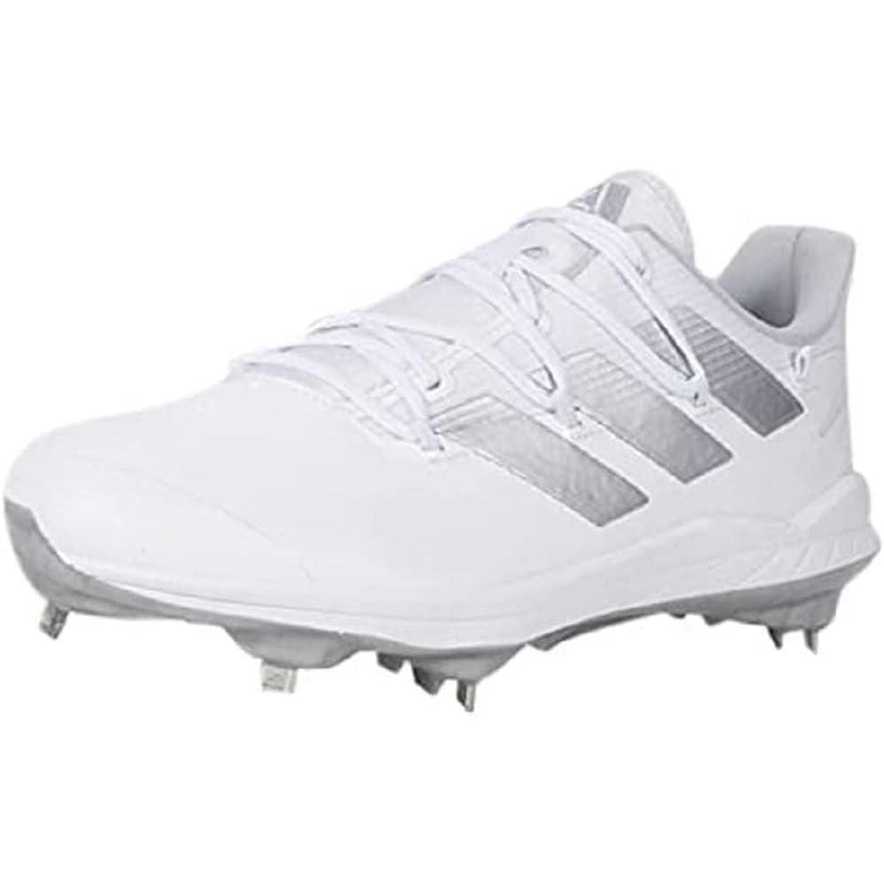 imageadidas Mens Adizero Afterburner 8 CleatsWhiteSilver MetallicTeam Light Grey