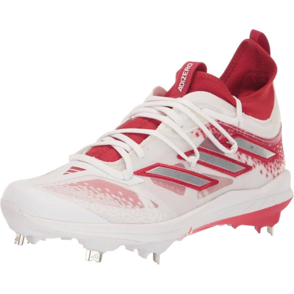 imageadidas Mens Adizero Afterburner Nwv Cleats SneakerTeam Power RedSilver MetallicWhite