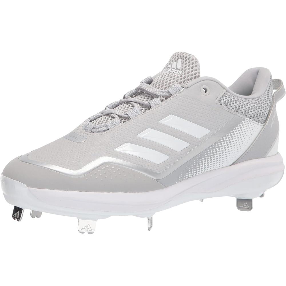 imageadidas Mens Icon 7 Baseball ShoeTeam Light GreyWhiteSilver Metallic