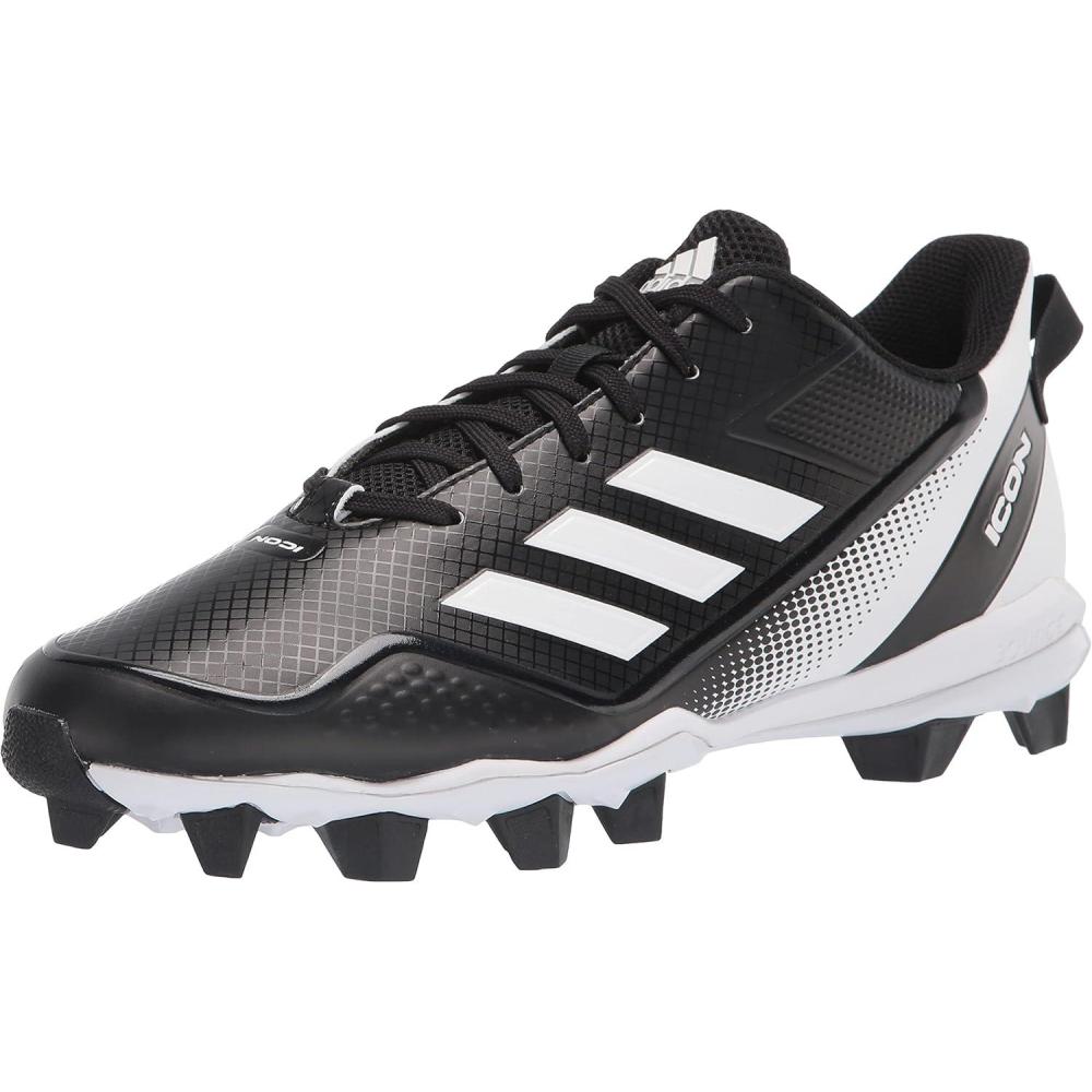 imageadidas Mens Icon 7 Md Baseball ShoeBlackWhiteWhite