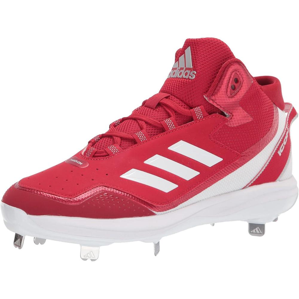 imageadidas Mens Icon 7 MidBaseball ShoeTeam Power RedWhiteSilver Metallic