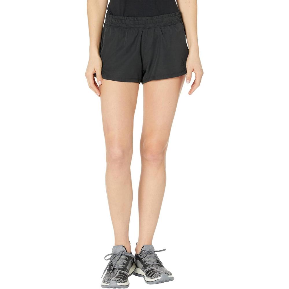 imageadidas Womens Pacer 3Stripes Woven Heather ShortsBlackBlack