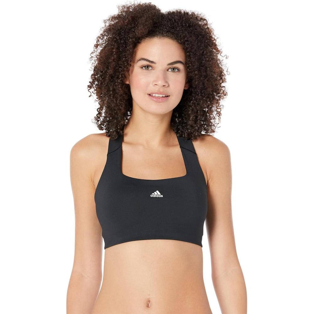 imageadidas Womens Training Medium Support Better 3Stripes BraBlackWhite