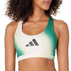 adidas Women’s Training Medium Support Better 3-Stripes Bra(Semi Court Green/Black)