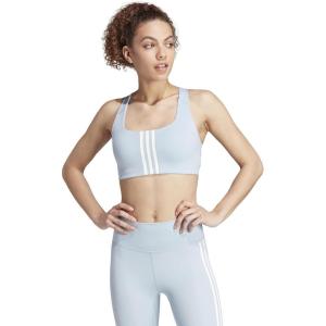 adidas Women’s Training Medium Support Better 3-Stripes Bra(Wonder Blue/White)