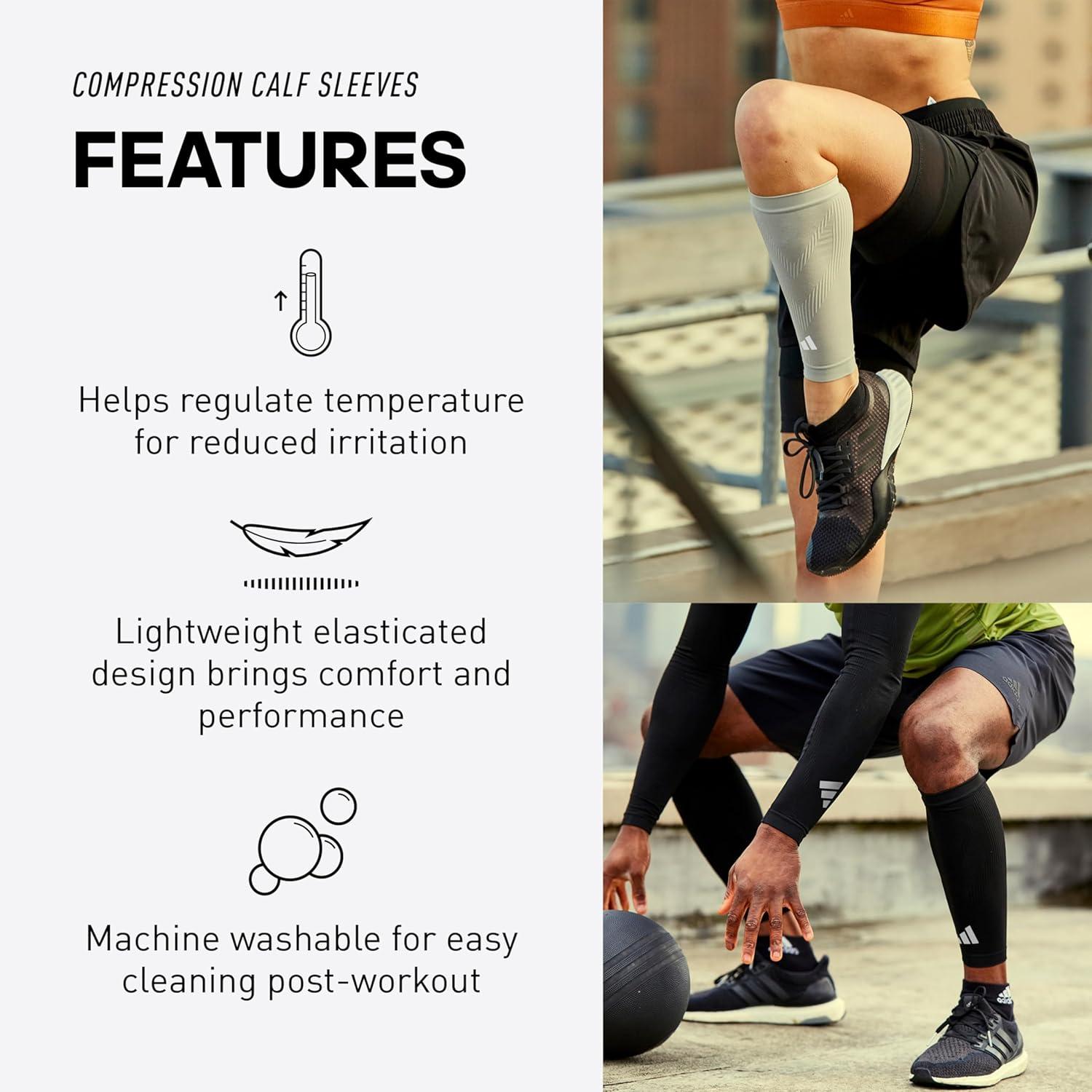 imageadidas Aeroready Compression Calf Sleeves Lightweight MoistureWicking Calf Compression SleevesBlack V1