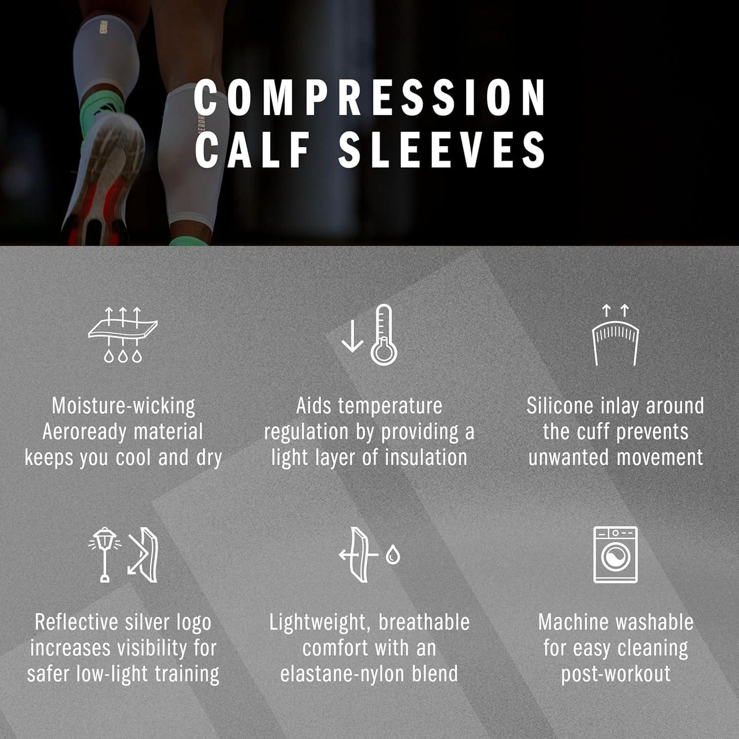 imageadidas Aeroready Compression Calf Sleeves Lightweight MoistureWicking Calf Compression SleevesWhite