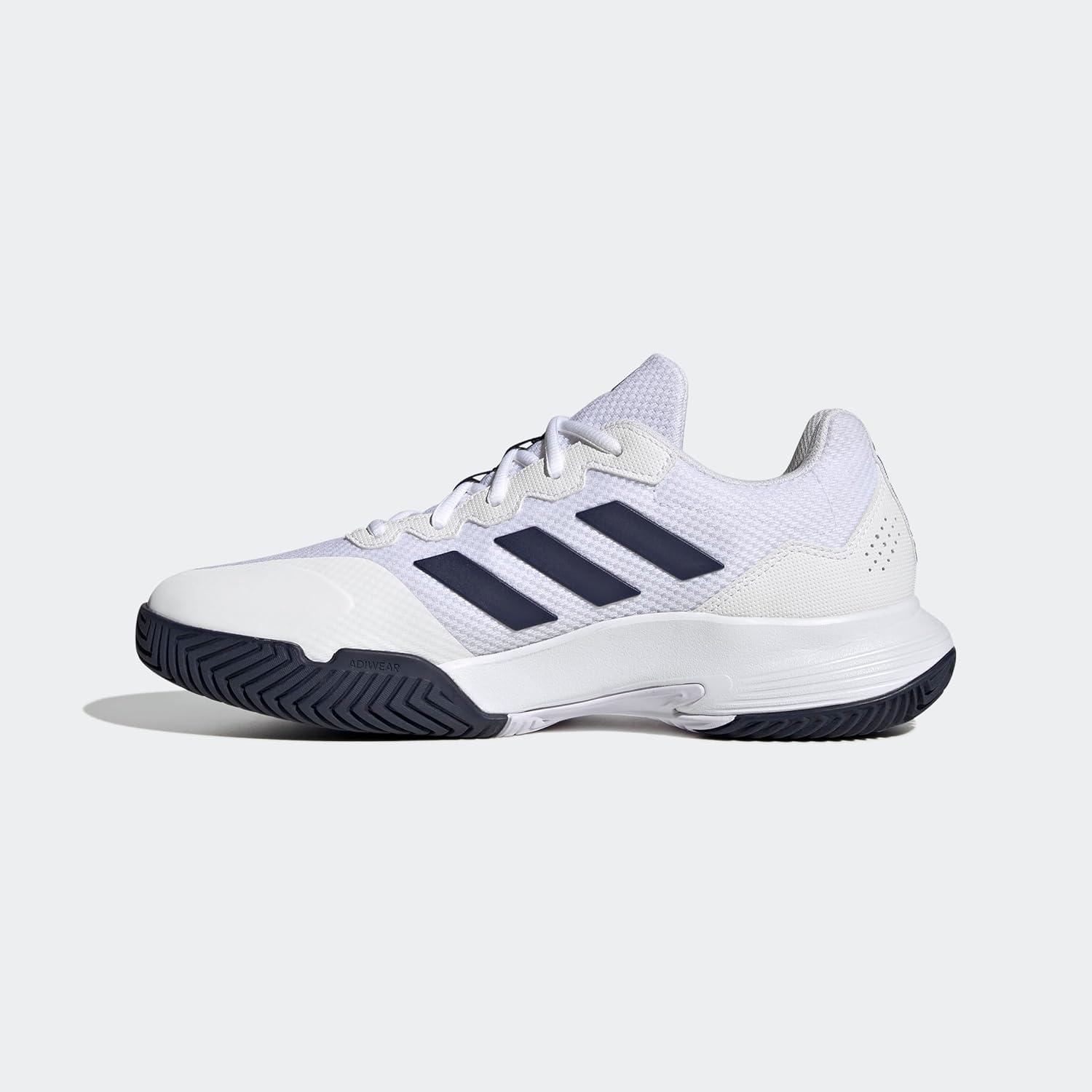 imageadidas Mens Gamecourt 2 Tennis ShoesWhiteTeam Navy BlueWhite