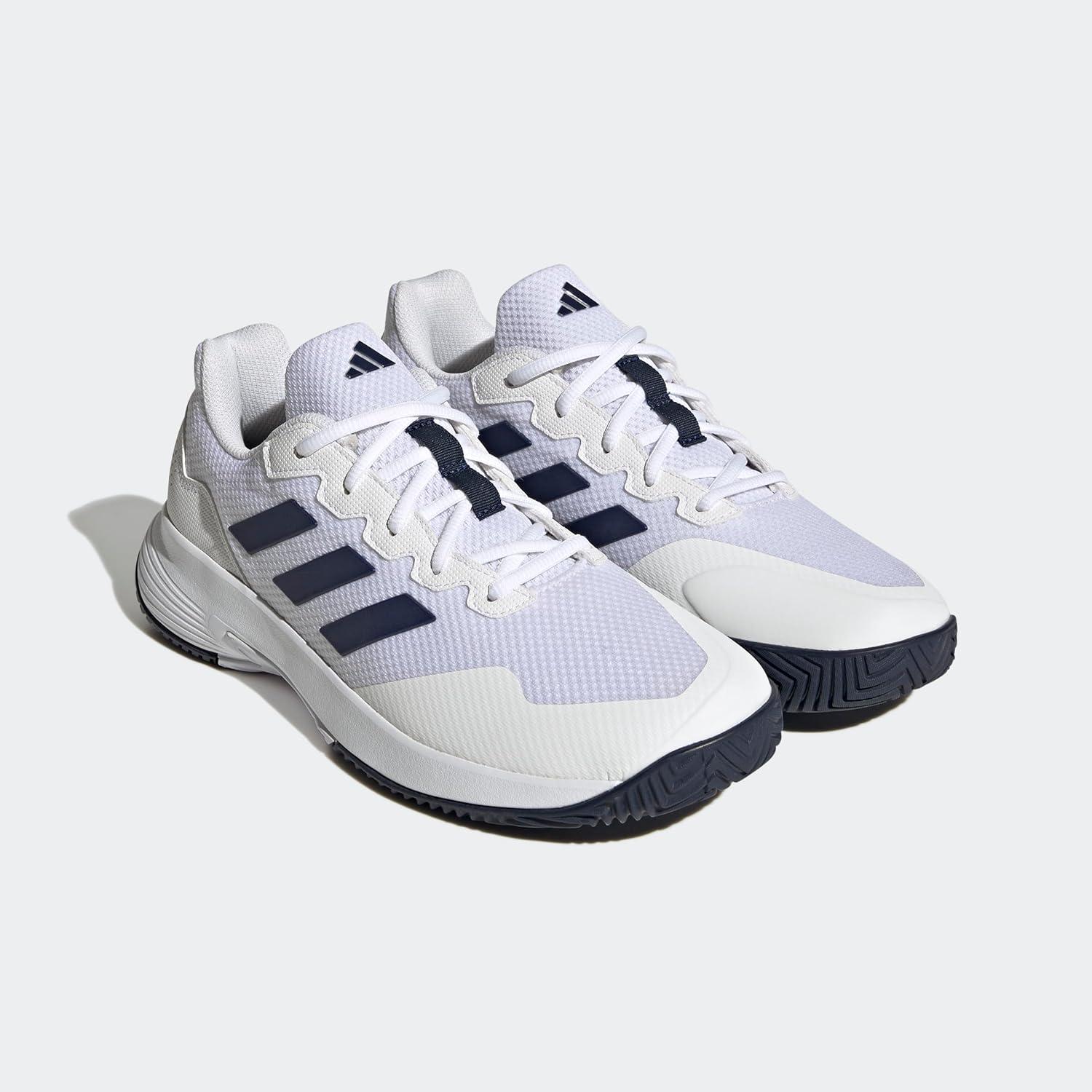 imageadidas Mens Gamecourt 2 Tennis ShoesWhiteTeam Navy BlueWhite