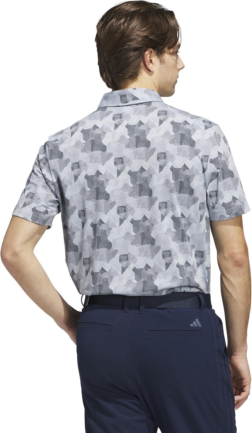 imageadidas Mens GoTo Printed Golf Polo ShirtWonder Blue F23Collegiate Navy